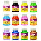 Kit com 12 Cores Tinta Fosca para Tecido 37ML DAC