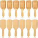 Kit com 12 escovas raquete para cabelo Wanmu em bambu 25 x 9 x 4 cm