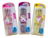 Kit Com 12 Lápis Hb Hexagonal Kawaii + Apontador