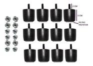 Kit com 12 Mini Pés Preto 3 Cm C/ Porcas P/ Cama Box Baú Queen King