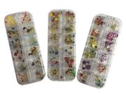 Kit Com 12 Modelos Pedraria Para Decoração De Unhas Manicure Fan Nails