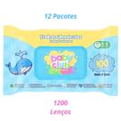 Kit Com 12 Pacotes Lenço Umedecido Baby Club Ultra Care 1200 folhas
