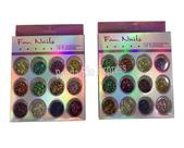 Kit Com 12 Potinhos Com Pedrinhas Para Decoração De Unhas Fan Nails Diversas Cores