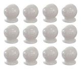 Kit com 12 Puxadores Para Gaveta Cômoda Armário Guarda Roupa Formato de Bolinha Plástico Branco