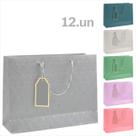 Kit Com 12 Sacolas De Papel Para Presente Texturizada De Luxo Flores Com Alça E Etiqueta Jogo De Embalagem Premium Bolsa