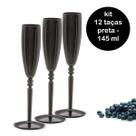 Kit Com 12 Taças Liv Para Champanhe E Bebidas Preto 145 Ml