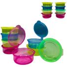 Kit com 16 Mini Potes Redondos Coloridos Com Tampa 85ml