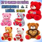 Kit com 18 Ursinhos de Pelúcia 21cm Love / Te Amo Ideal para Presentes e Cestas
