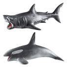 Kit Com 2 Animais Marinhos Baleia Orca Tubarão Megalodon 43cm Grande Em Vinil Macio Brinquedo Infantil Pra Banho Cometa