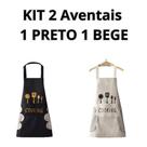 Kit com 2 aventais Avental Chef de Cozinheiro Unissex 1 Bege e 1 Preto