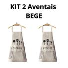 Kit com 2 aventais Avental Chef de Cozinheiro Unissex Bege