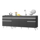 Kit Com 2 Balcões De Cozinha 150cm E 70cm Veneza Multimóveis V2073 Preto/branco Preto/branco Kit Com 2 Balcões De Cozinha 150cm E 70cm Veneza Multimóveis V2073 Preto/branco Preto/branco