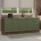 Kit com 2 Balcões de Cozinha 3 Gavetas 4 Portas (Sem Tampo e Pia) Rustic/Verde Vik Madesa 01