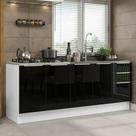 Kit Com 2 Balcões De Cozinha 4 Portas 3 Gavetas Branco/Preto
