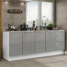 Kit Com 2 Balcões De Cozinha 4 Portas Branco/Cinza Kit Com 2 Balcões De Cozinha 4 Portas Branco/Cinza