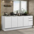 Kit com 2 Balcões de Cozinha Madesa Lux 4 Portas 3 Gavetas (Sem Tampo e Pia) - Branco/Branco Veludo