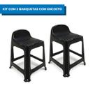 Kit Com 2 Bancos Banquinhos Banquetas Plásticas Com Encosto Preta Arqplast Confortável Leve Empilhavel Reforçada Resistente Para Cozinha Bar Lanchonete Casa Kit Com 2 Bancos Banquinhos Banquetas Plásticas Com Encosto Preta Arqplast Confortável Leve Empilhavel Reforçada Resistente Para Cozinha Bar Lanchonete Casa