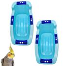 Kit Com 2 Banheiras Para Pássaros Calopsitas Papagaios Ring Necks Periquitos Com Missanga Toco Tucano Cor Azul