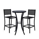 Kit com 2 Banquetas altas em alumínio e tela sling + Mesa bistrô com tampo ripado