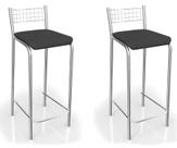 Kit com 2 Banquetas Estofadas Gênova Cromada 2B705CR Kappesberg Crome