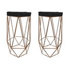 Kit Com 2 Banquetas Hexagonal Aramado Cobre Suede Preto Kit Com 2 Banquetas Hexagonal Aramado Cobre Suede Preto