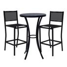 Kit com 2 Banquetas Tela Sling e Mesa Alta Bistrô de Alumínio de Varanda, Cozinha, Jardim e Piscina