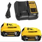 Kit com 2 Baterias de Substituição 12000mAh DCB206 DCB207 para Dewalt 20V MAX 12.0Ah e Carregador DCB107 Compatível com Ferramentas Dewalt 20V Série DCB204 DCB200 DCB201 DCB203 (12.0Ah)