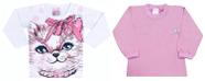 Kit Com 2 BLUSINHAS M. LONGA ESTAMPADA E BÁSICA BEBÊ P AO G