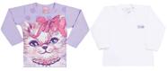 Kit Com 2 BLUSINHAS M. LONGA ESTAMPADA E BÁSICA BEBÊ P AO G