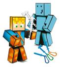 Kit Com 2 Bonecos Articulado Jogo Mine Lopers E Problems Craft