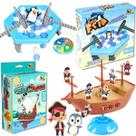 Kit com 2 brinquedos Equilíbrio O Mar Tá Bravo Navio Pirata Infantil + Quebra Gelo Pinguim Diversão Garantida - ULTRATECH - ENVIO IMEDIATO