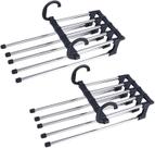Kit com 2 Cabides Multifuncional para Calças de Inox com 5 Divisórias