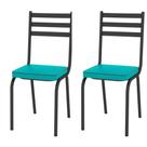 Kit com 2 Cadeiras 118 Malva Preto Fosco/Azul Turquessa - Artefamol