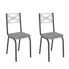 Kit com 2 Cadeiras 119 Malva Preto Fosco/Platina - Artefamol