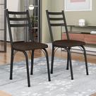 Kit Com 2 Cadeiras de Jantar Aço Tubular 141 SF Preto/Imbuia - Combo Stock