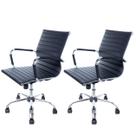 Kit com 2 Cadeiras Diretor Charles Eames Esteirinha Preta Giratória 11D Kit com 2 Cadeiras Diretor Charles Eames Esteirinha Preta Giratória 11D