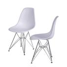 Kit com 2 Cadeiras Eames em Policarbonato com Base Cromada na Cor Branca - 64538 Kit com 2 Cadeiras Eames em Policarbonato com Base Cromada na Cor Branca - 64538