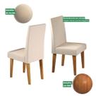 Kit com 2 Cadeiras Madrid Pés em MDF Mel/Bege - Casa Giulia