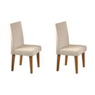 Kit com 2 Cadeiras para Sala de Jantar MDP/MDF Wallace Bege/Veludo Pastel