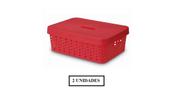Kit Com 2 Caixas Organizadoras Multiuso 11 Litros Com Tampa Vermelha