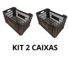 Kit com 2 caixas Plástica 50 Litros organizadoras colheita hortifruti agrícola sacolão