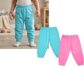 KIT COM 2 CALÇAS EM MALHA LEVE DE ALGODÃO Nº 2 AO 3 MALWEE Cor:Azul RosaTamanho:2