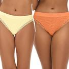 kit com 2 calcinha Zee Rucci Biquini com renda Sem Costura cor:Laranja-Amarelotamanho:GG