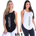 kit com 2 Camisetas Regatas Blusas Femininas Viscolycra Fitness Atleta Academia Casual Pilates Yoga Clickmoda