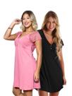 Kit com 2 Camisolas Confortáveis em Viscose com Detalhes em Renda Estilo Camiseta Amamentação Maternidade Noite Dormir
