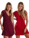 Kit com 2 Camisolas Confortáveis em Viscose com Detalhes em Renda Estilo Camiseta Amamentação Maternidade Noite Dormir