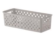 Kit com 2 cestos retangulares plástico organizador quadratta 27x11x8cm