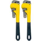 Kit Com 2 Chaves Grifo Ferramenta 14 Polegadas Para Tubo Pesado Heavy Duty Industrial Cabo Isolado