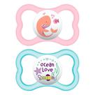 Kit com 2 Chupetas MAM Air 6+m Rosa + Estojo