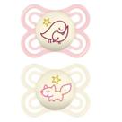 Kit Com 2 Chupetas Perfect Night Mam 0-6m Rosa + Estojo